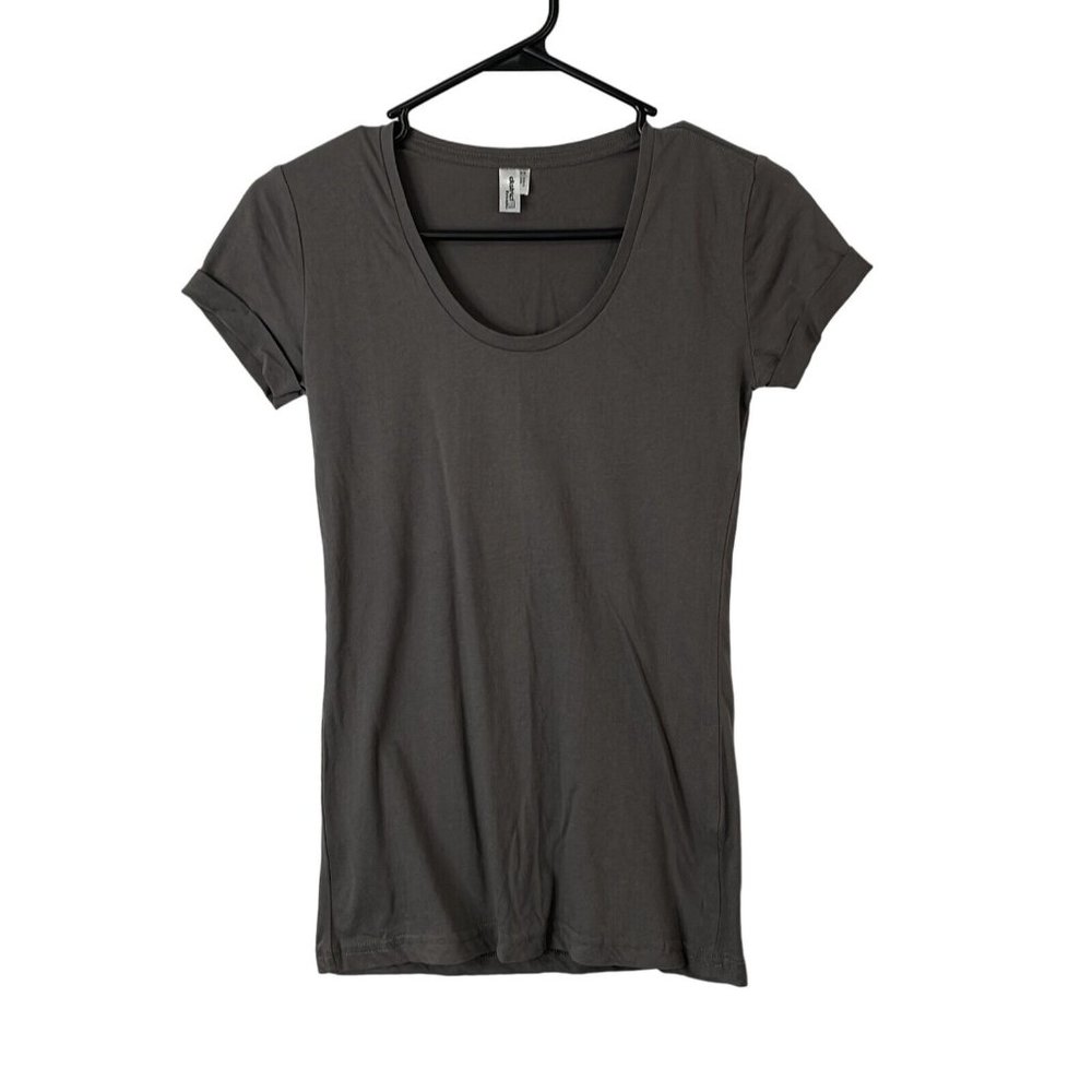 District Threads Womens Gray Scoop Neck Short Sleeve Pullover T-Shirt Size XS